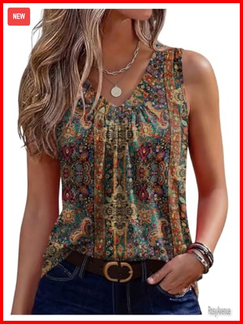 Womens Sleeveless Tank Top V Neck Pleated Summer Casual Blouse